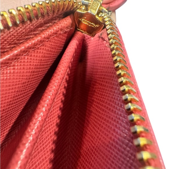 Prada Pink Saffiano Leather Bow Zip Around Continental Wallet - Picture 8 of 10